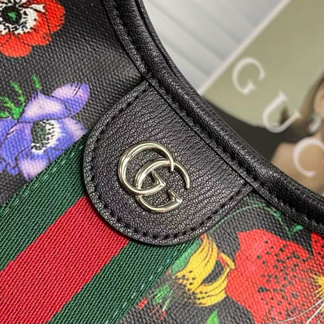 Gucci Giglio Flora large tote bag 853971 black and multicolor