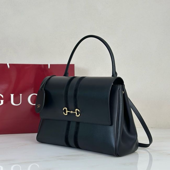 Gucci Paparazzo large top handle bag 875019-1 black leather