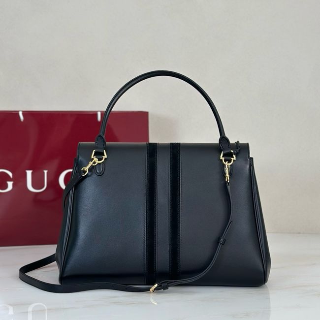 Gucci Paparazzo large top handle bag 875019-1 black leather