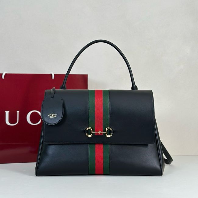 Gucci Paparazzo large top handle bag 875019 black leather