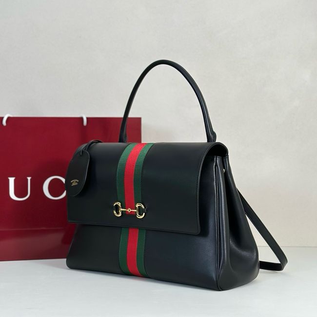 Gucci Paparazzo large top handle bag 875019 black leather