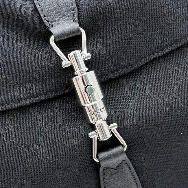 Gucci Jackie Flap large crossbody bag A005ZI black GG canvas