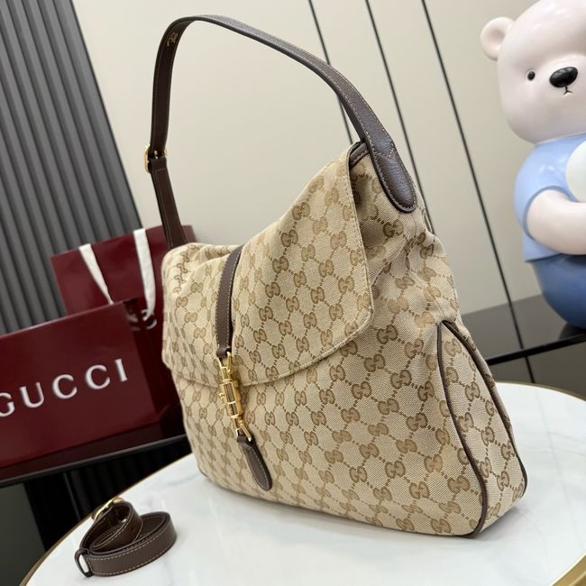 Gucci Jackie Flap large crossbody bag A005ZI brown GG canvas