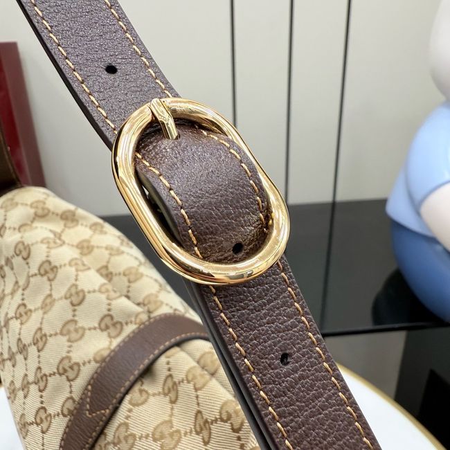 Gucci Jackie Flap large crossbody bag A005ZI brown GG canvas