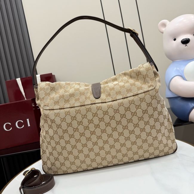 Gucci Jackie Flap large crossbody bag A005ZI brown GG canvas