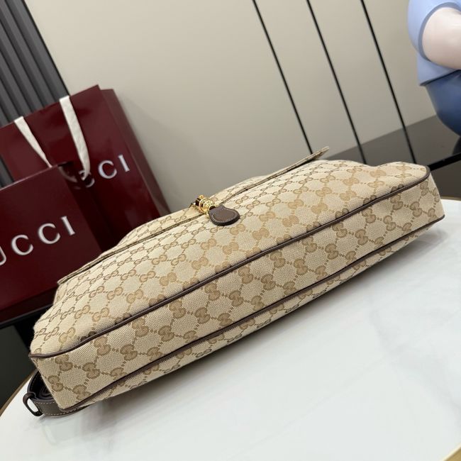 Gucci Jackie Flap large crossbody bag A005ZI brown GG canvas