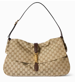 Gucci Jackie Flap large crossbody bag A005ZI brown GG canvas