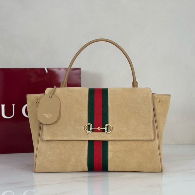 Gucci Paparazzo large top handle bag 875019 Apricot suede