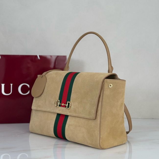 Gucci Paparazzo large top handle bag 875019 Apricot suede