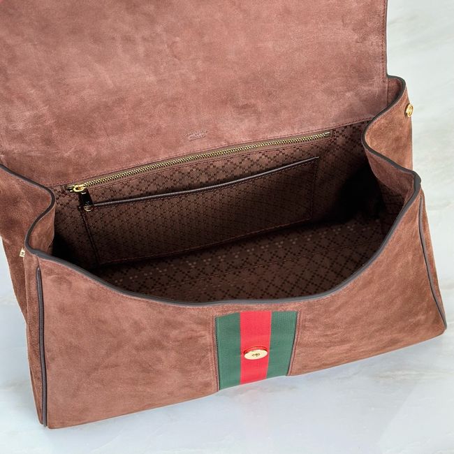 Gucci Paparazzo large top handle bag 875019 dark brown suede