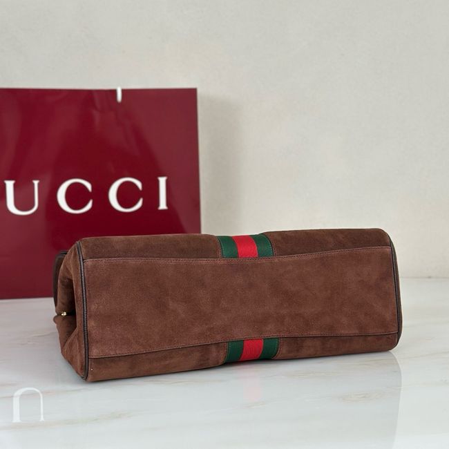 Gucci Paparazzo large top handle bag 875019 dark brown suede