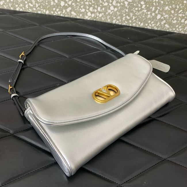 VALENTINO DEVAIN Small Sheepskin Shoulder Bag WB0T31 Silver