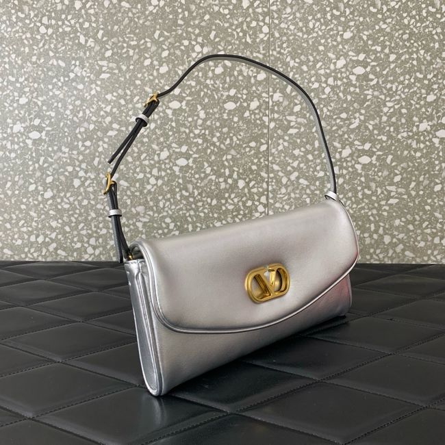 VALENTINO DEVAIN Small Sheepskin Shoulder Bag WB0T31 Silver