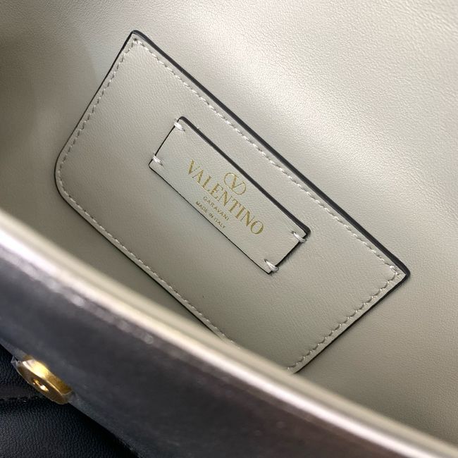 VALENTINO DEVAIN Small Sheepskin Shoulder Bag WB0T31 Silver