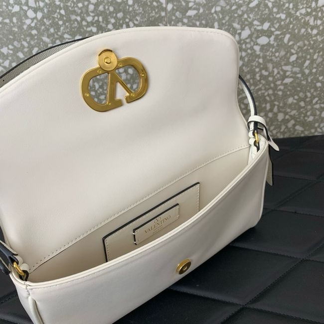 VALENTINO DEVAIN Small Sheepskin Shoulder Bag WB0T31 white
