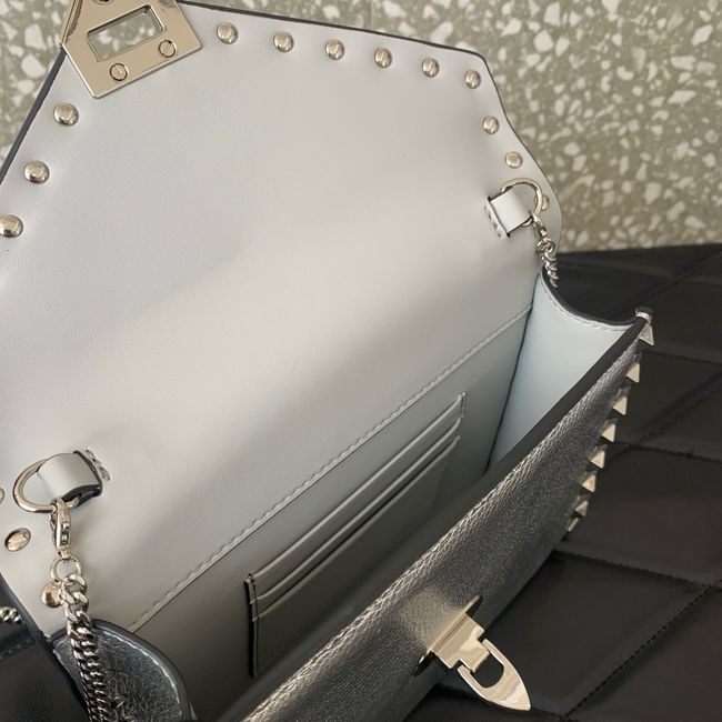 VALENTINO ROCKSTUD Small Calfskin Handbag VA088 Silver
