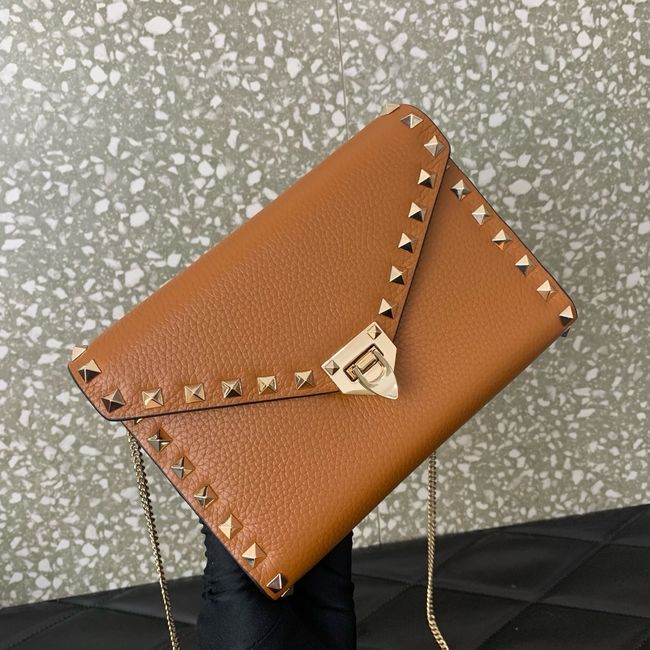 VALENTINO ROCKSTUD Small Calfskin Handbag VA088 camel