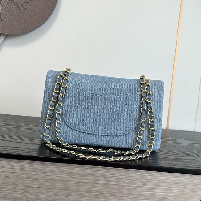 Chanel Classic 11.12 Handbag A01112 Embroidered Denim Blue