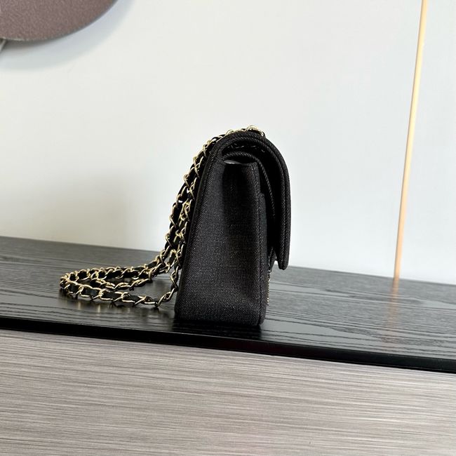 Chanel Classic 11.12 Handbag A01112 Embroidered Denim black