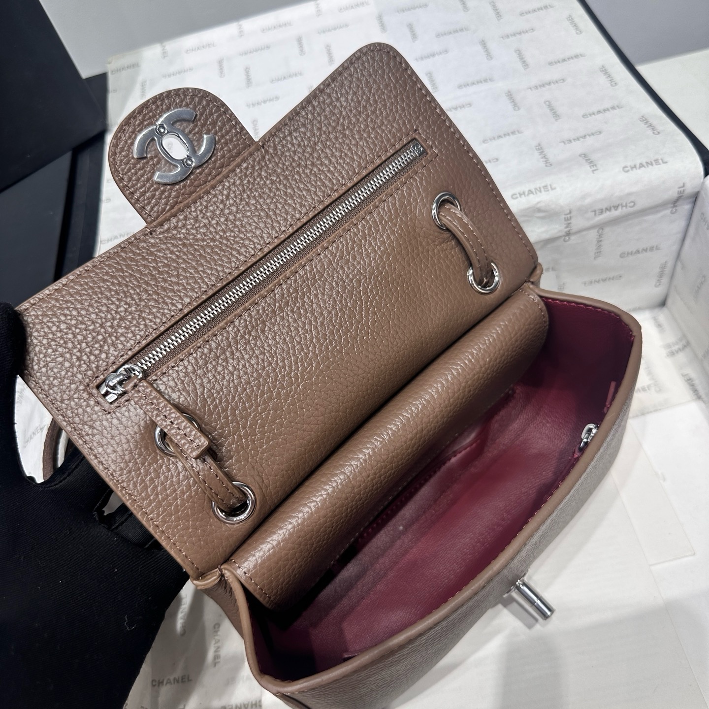 Chanel Mini Flap Bag AS6573 brown& Silver