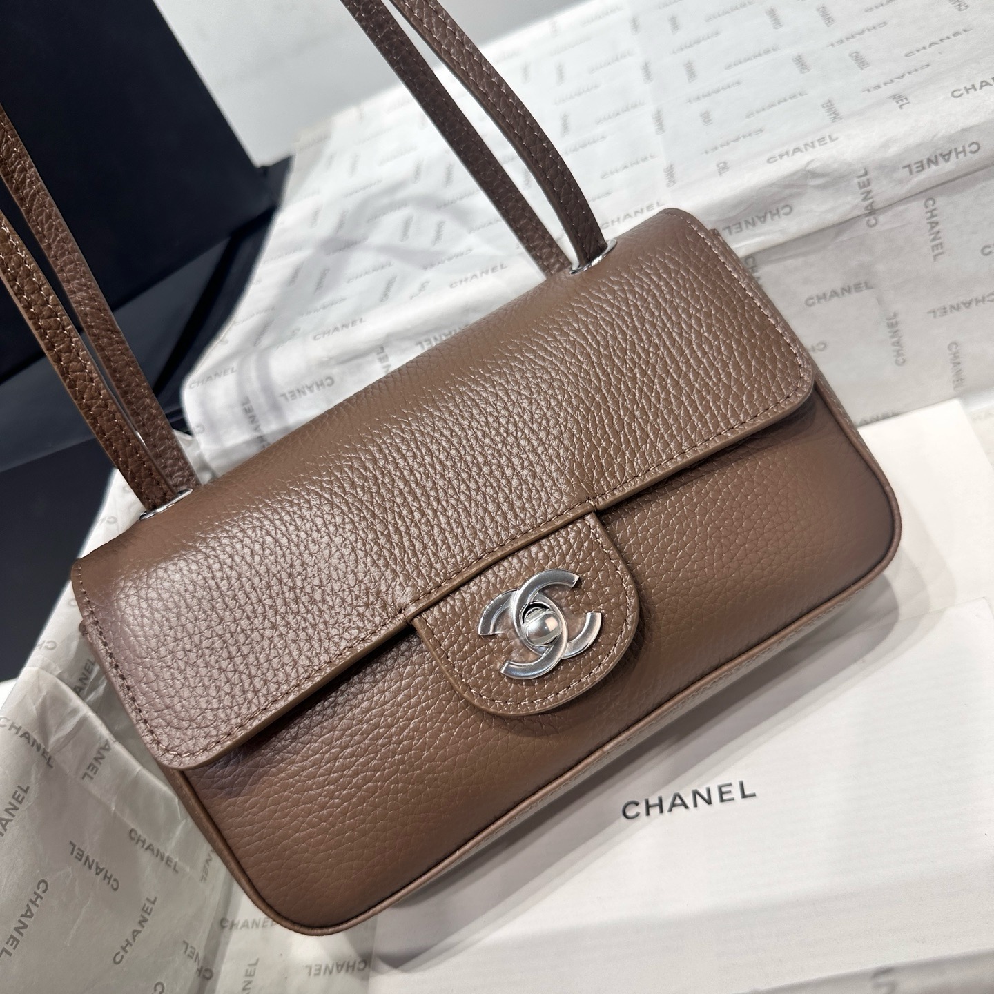 Chanel Mini Flap Bag AS6573 brown& Silver