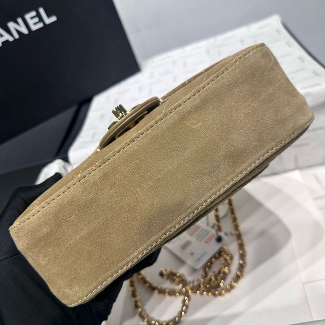 Chanel Suede Calfskin Shoulder Bag AS6627 Khaki