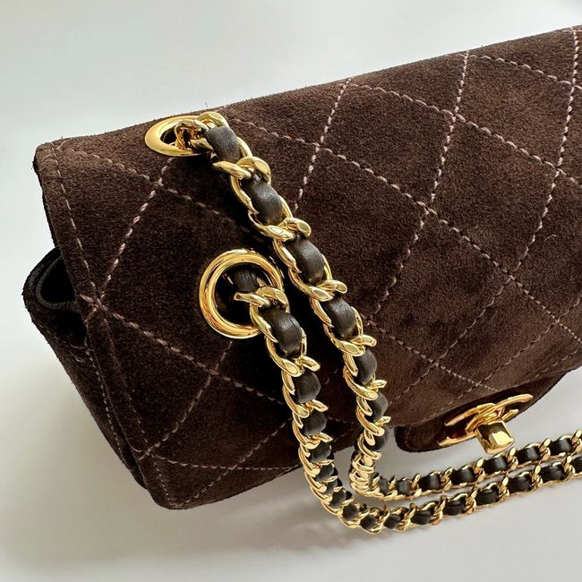 Chanel Suede Calfskin Shoulder Bag AS6627 brown
