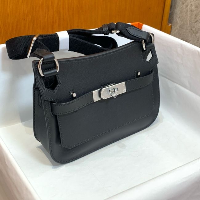 Hermes Jypsiere mini shoulder bag H088004 black &silver buckle