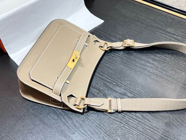 Hermes Jypsiere mini shoulder bag H088004 light gray &gold buckle