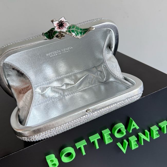 Bottega Veneta Soft Knot Clutch Crystal 866062V Silver