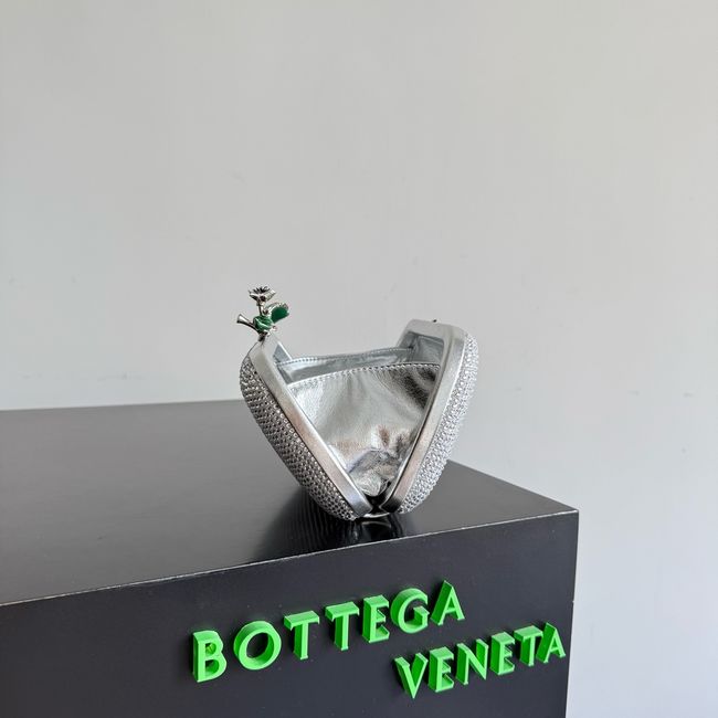 Bottega Veneta Soft Knot Clutch Crystal 866062V Silver