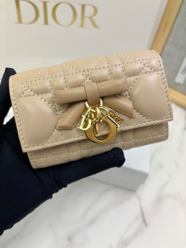 Lady Dior card holder Craie Cannage Lambskin S2067-1