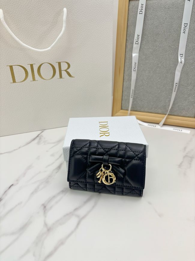 Lady Dior Dahlia card holder Craie Cannage Lambskin S2067-9