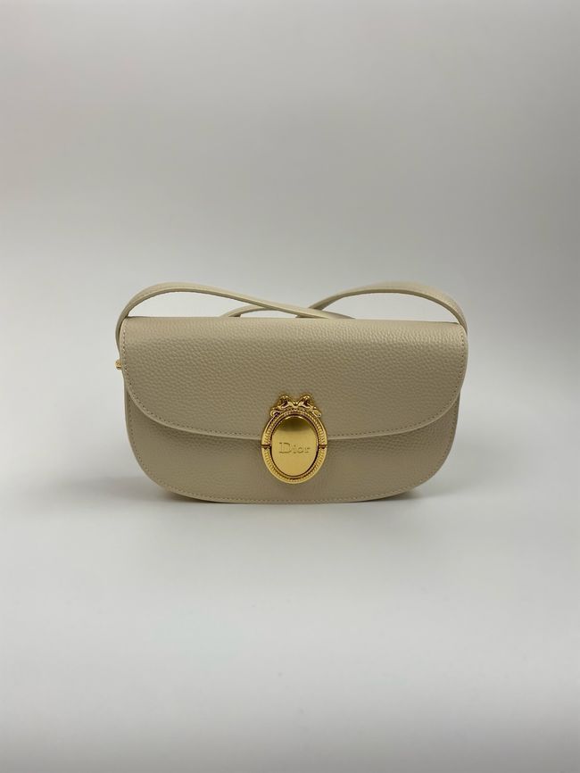 Small Dior Medaillon Flap Bag Grained Calfskin M3919Q Trench