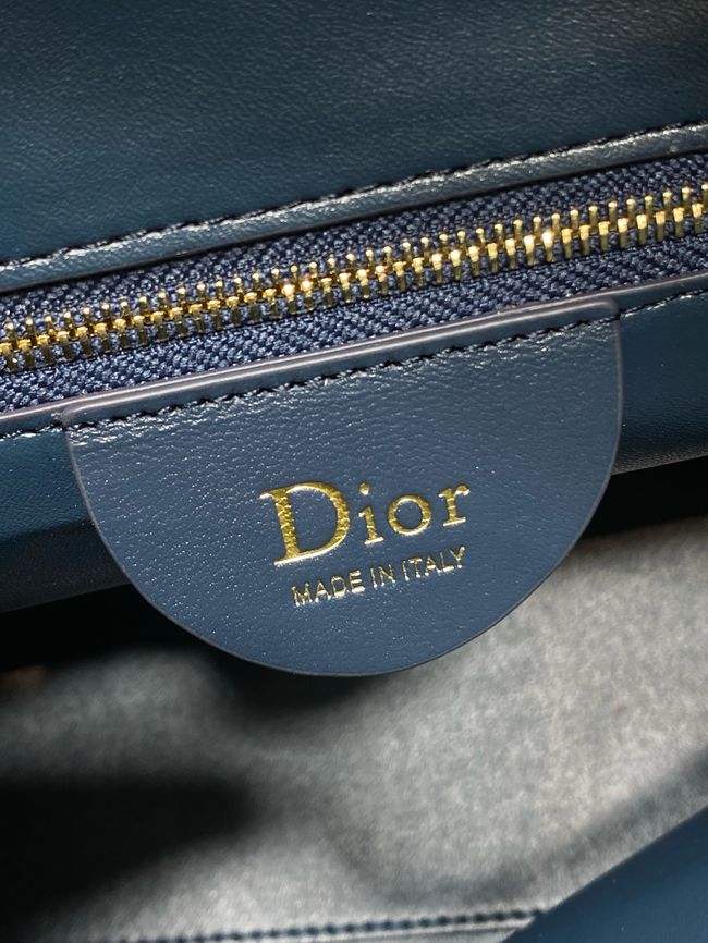 Dior Calfskin Medium Tote Bag 67534 dark blue