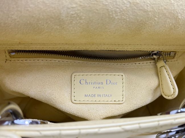 Small Lady Dior Bag with Strap Cannage Lambskin M0531OU yellow