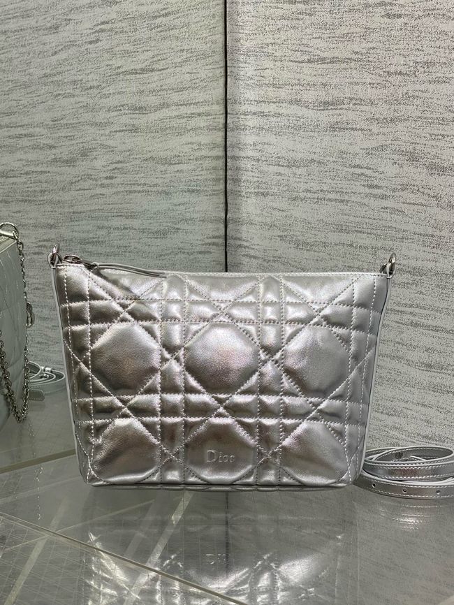 Diorling Mini Bag Macrocannage Lambskin S2613OU Silver