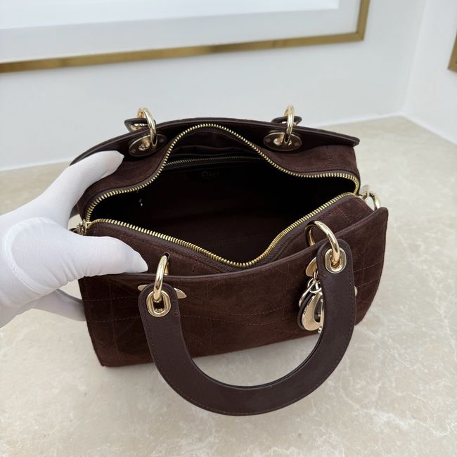 Small Dior Granville Bag Chocolate Flat Macrocannage Suede Calfskin M1441OH Small Dior Granville Bag Chocolate Flat Macrocannage Suede Calfskin M1441OH