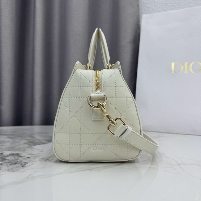 Small Dior Granville Bag Ivory Flat Macrocannage Calfskin M1441OHJ Small Dior Granville Bag Ivory Flat Macrocannage Calfskin M1441OHJ
