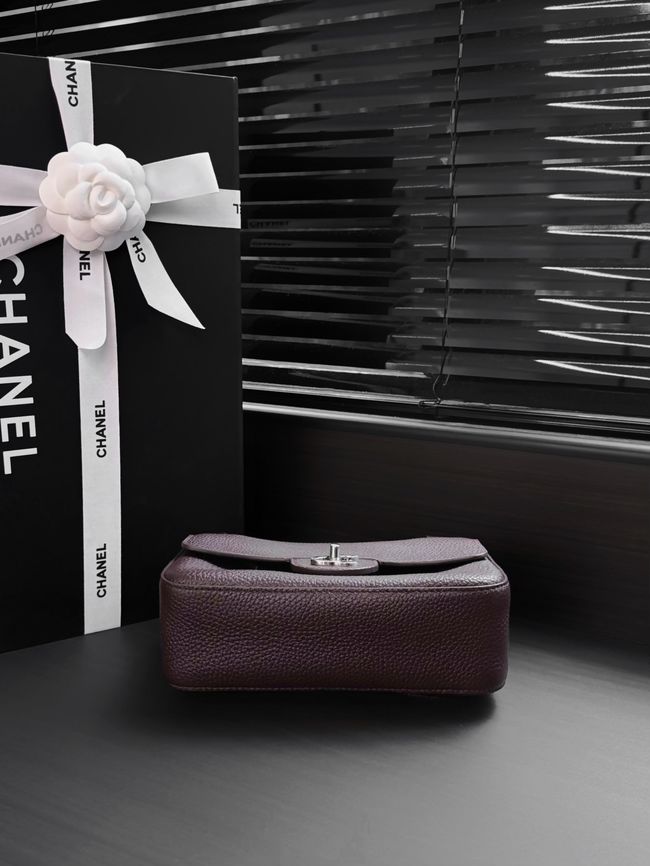 Chanel Mini Flap Bag AS6573 burgundy&Silver-Tone Metal