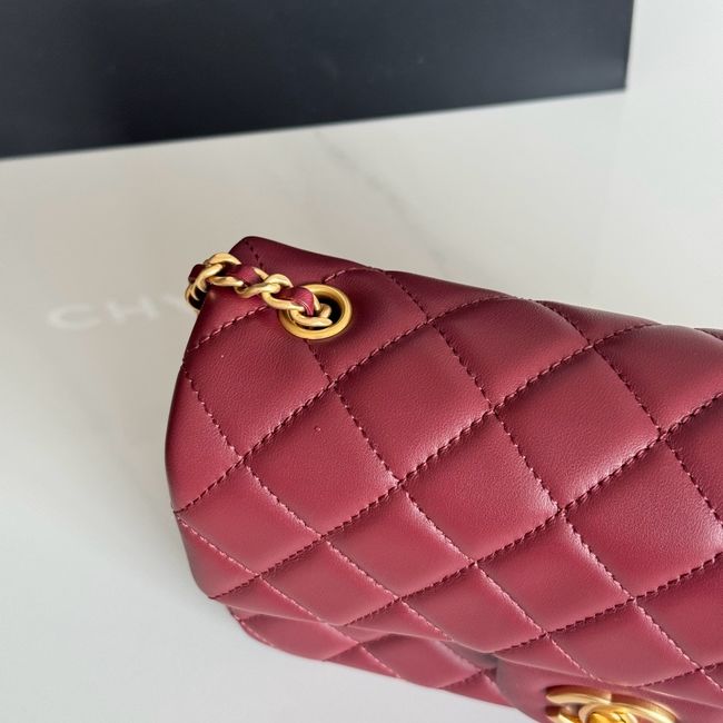 Chanel SMALL FLAP BAG sheepskin AS1787 burgundy