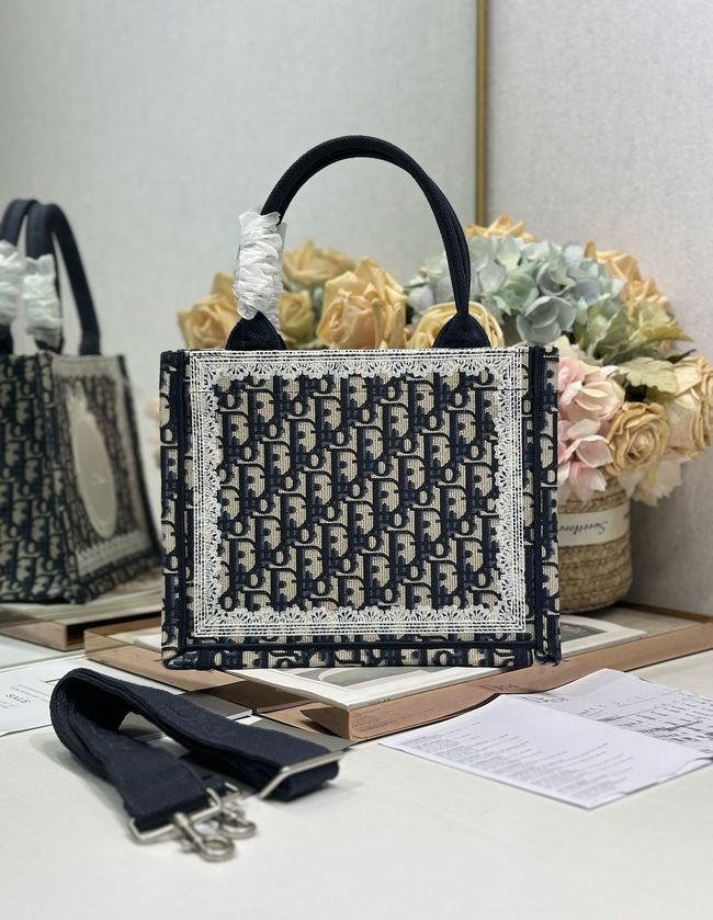 Small Dior Book Tote with Strap Embroidered M1404OE-5 Small Dior Book Tote with Strap Embroidered M1404OE-5