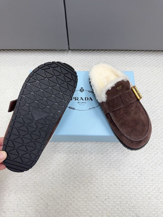 Prada Suede and shearling mules 64258-1