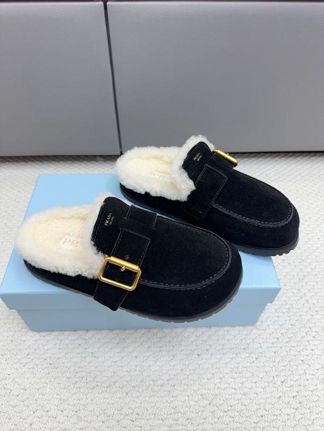Prada Suede and shearling mules 64258-3