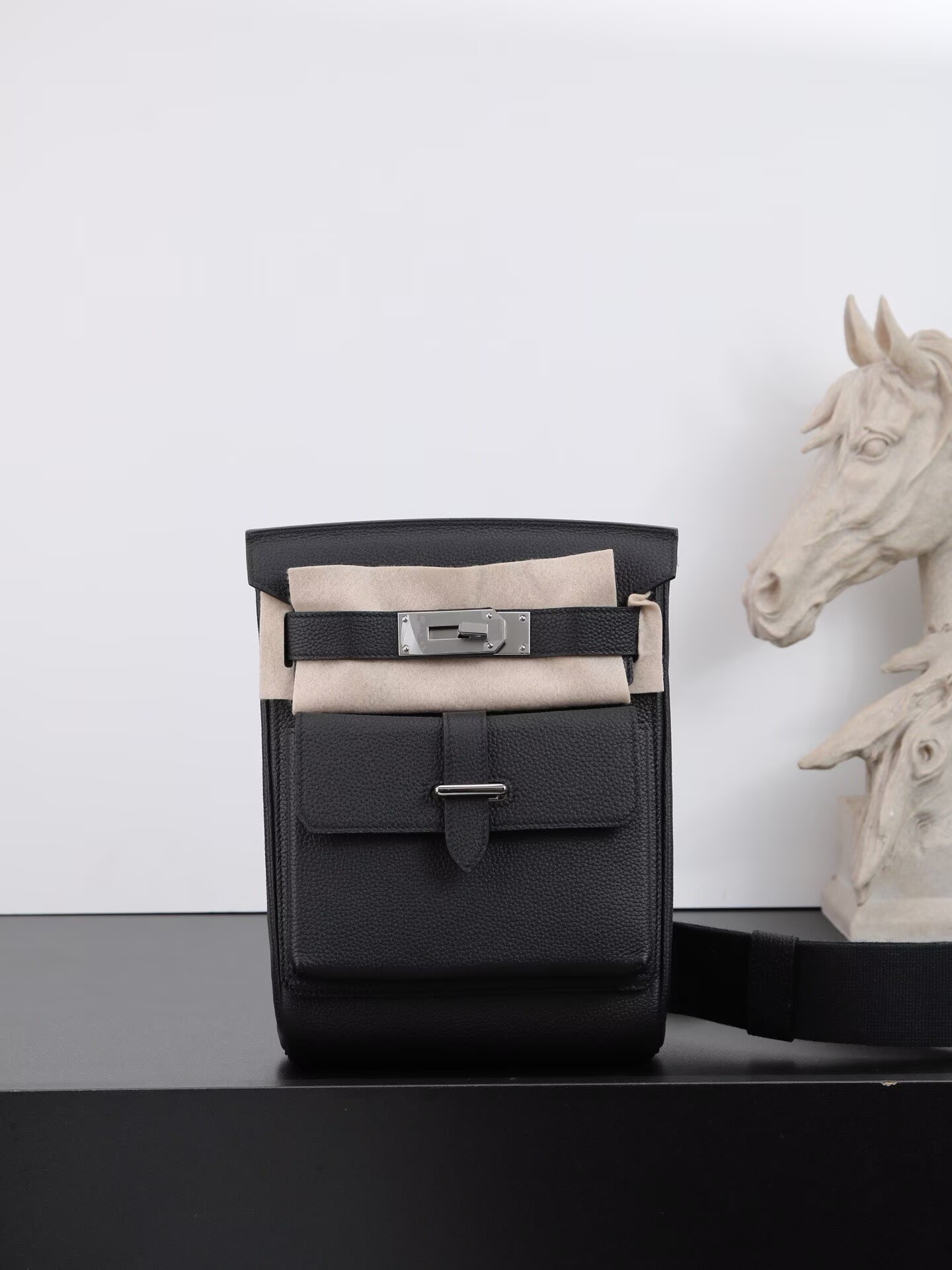 Hermes  HAC A DOS Original Togo Leather Chest Bag H60321 Black