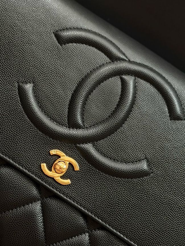 Chanel Large FLAP BAG Grained Calfskin A2215 black