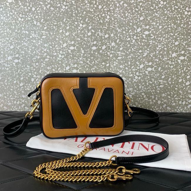 VALENTINO GARAVANI Loco Calf leather bag 0016 black&brown