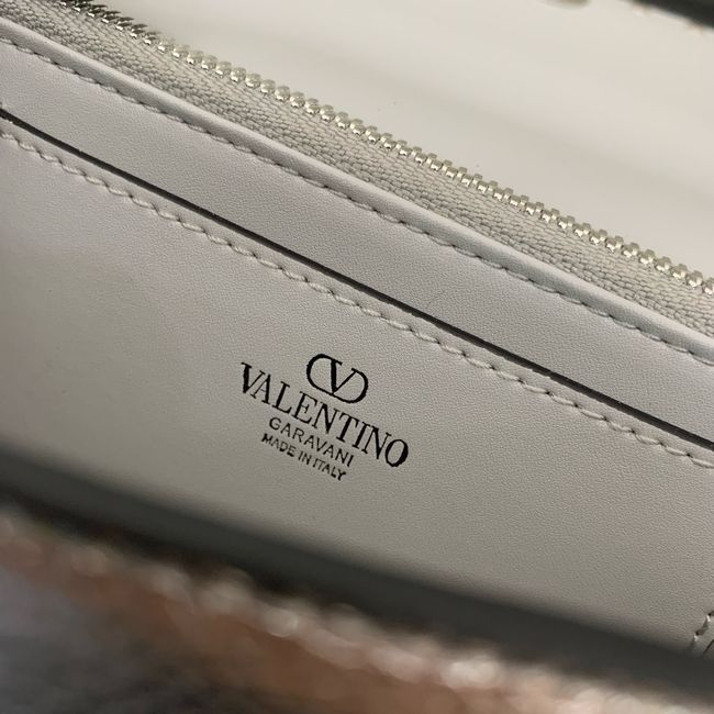 VALENTINO Rockstud calfskin chain bag SHI098 Silver