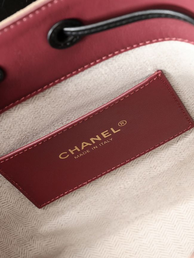 Chanel Suede Calfskin Bucket Bag AS6584 Dark Beige & Black Chanel Suede Calfskin Bucket Bag AS6584 Dark Beige & Black