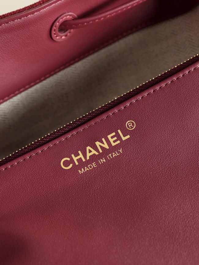 Chanel Suede Calfskin Bucket Bag AS6584 burgundy